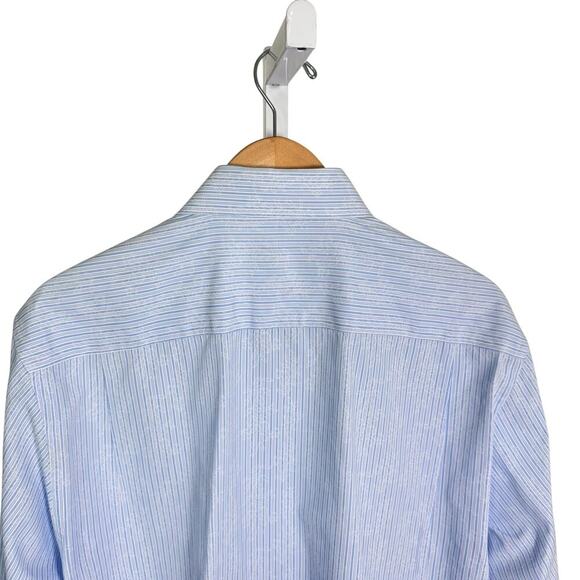 JOHNSON & MURPHY Tailored Fit Long Sleeve Floral Striped Button Down Shirt Sz L - Picture 10 of 13